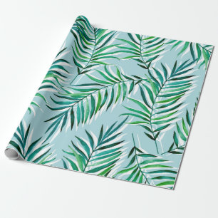 Seamless pattern with palm branches. Watercolor ha Wrapping Paper