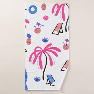 Seamless pattern with palm trees pineapples coconu bath towel