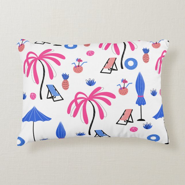 Seamless pattern with palm trees pineapples coconu decorative cushion (Front)