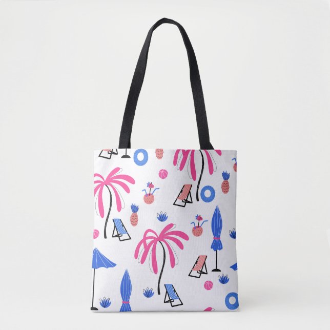 Seamless pattern with palm trees pineapples coconu tote bag (Front)