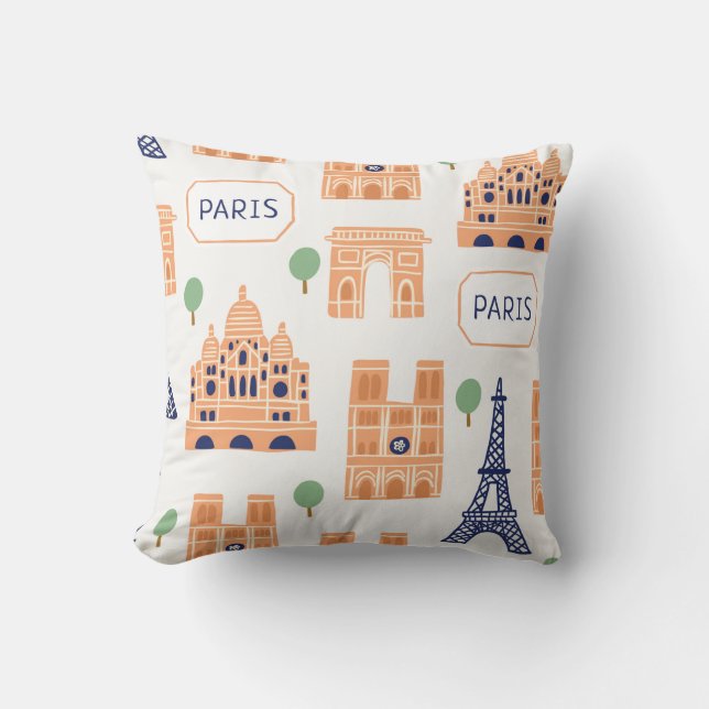 Seamless pattern with Parisian landmarks paris sig Cushion (Front)