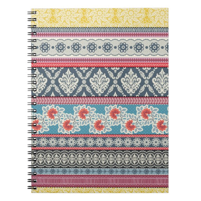 Seamless pattern with patchwork tiles. notebook (Front)