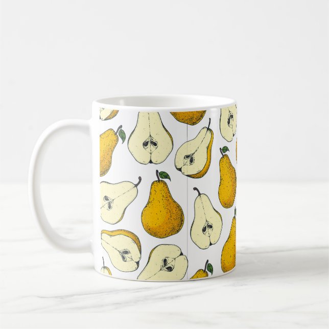 Seamless pattern with pear. Hand drawn pattern bac Coffee Mug (Left)