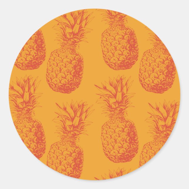 Seamless pattern with pineapples classic round sticker (Front)
