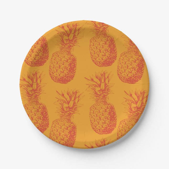 Seamless pattern with pineapples paper plate (Front)