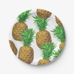 Seamless pattern with pineapples paper plate
