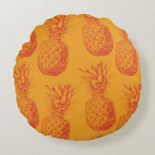 Seamless pattern with pineapples round cushion