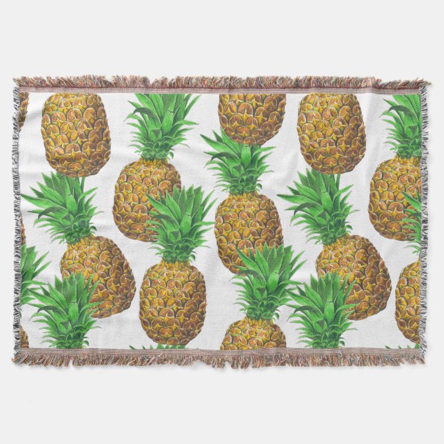 Seamless pattern with pineapples throw blanket (Front)
