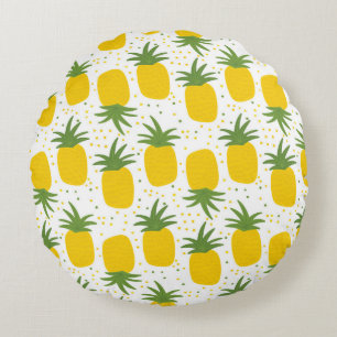 Seamless pattern with pineapples. Yellow pineapple Round Cushion