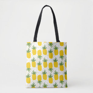 Seamless pattern with pineapples. Yellow pineapple Tote Bag