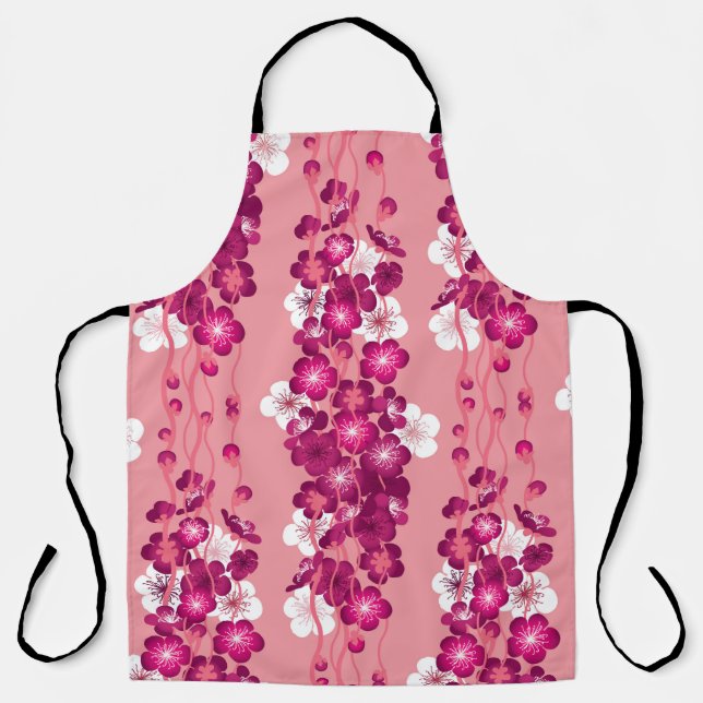 Seamless pattern with pink blossom roses apron (Front)