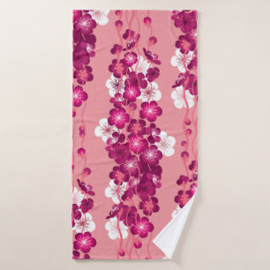 Seamless pattern with pink blossom roses bath towel