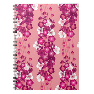 Seamless pattern with pink blossom roses notebook