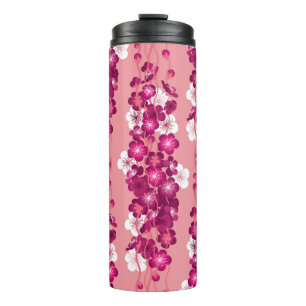 Seamless pattern with pink blossom roses thermal tumbler