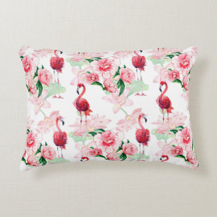 Seamless pattern with pink flamingo decorative cushion