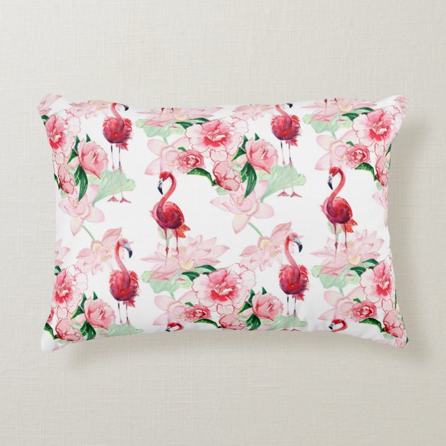 Seamless pattern with pink flamingo decorative cushion (Front)