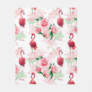 Seamless pattern with pink flamingo fleece blanket
