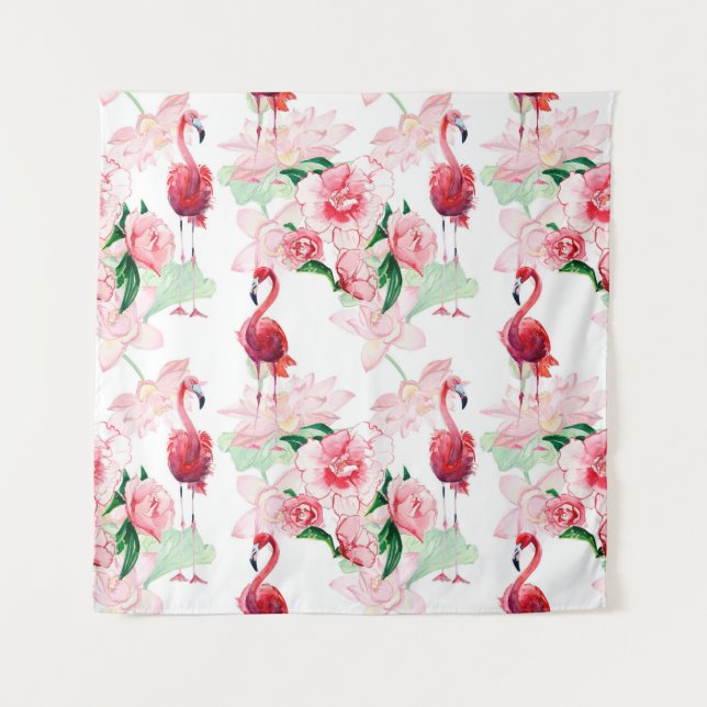 Seamless pattern with pink flamingo tapestry (Front)
