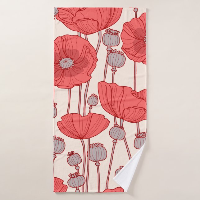Seamless pattern with poppies.  bath towel (Bath Towel)