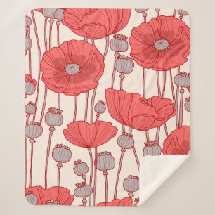 Seamless pattern with poppies.  sherpa blanket