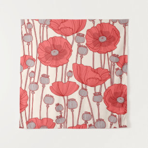 Seamless pattern with poppies. tapestry