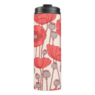 Seamless pattern with poppies. thermal tumbler