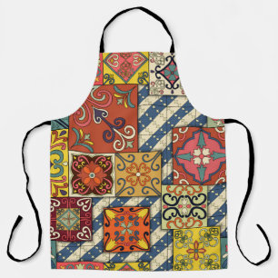 Seamless pattern with portuguese tiles in talavera apron