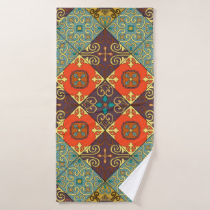 Seamless pattern with portuguese tiles in talavera bath towel