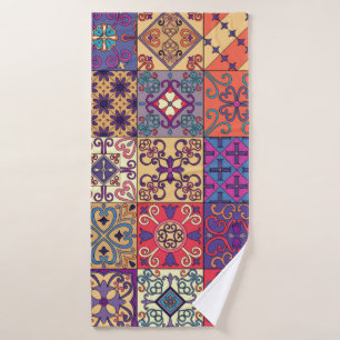 Seamless pattern with portuguese tiles in talavera bath towel