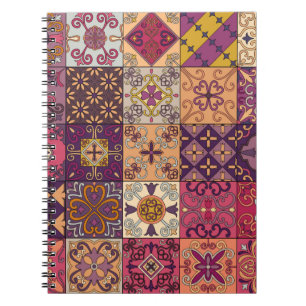 Seamless pattern with portuguese tiles in talavera notebook