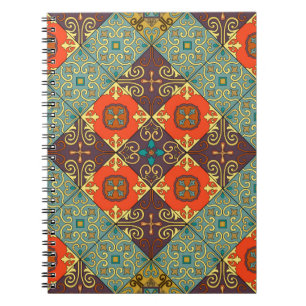 Seamless pattern with portuguese tiles in talavera notebook