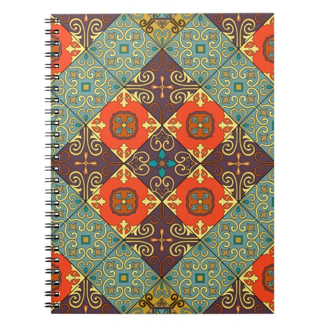 Seamless pattern with portuguese tiles in talavera notebook (Front)