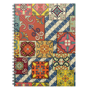 Seamless pattern with portuguese tiles in talavera notebook