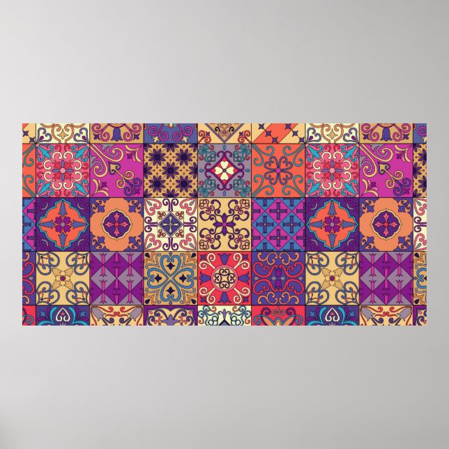Seamless pattern with portuguese tiles in talavera poster (Front)