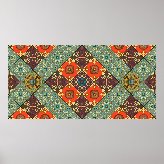 Seamless pattern with portuguese tiles in talavera poster (Front)