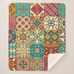Seamless pattern with portuguese tiles in talavera sherpa blanket