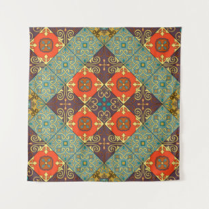 Seamless pattern with portuguese tiles in talavera tapestry