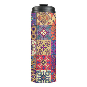 Seamless pattern with portuguese tiles in talavera thermal tumbler