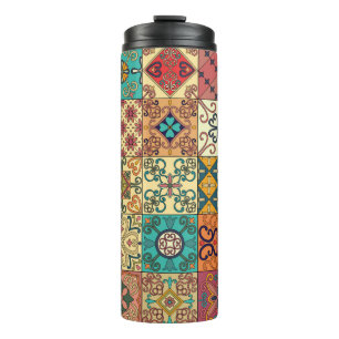 Seamless pattern with portuguese tiles in talavera thermal tumbler