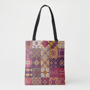 Seamless pattern with portuguese tiles in talavera tote bag