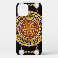 Seamless pattern with precious stone gold chains a
