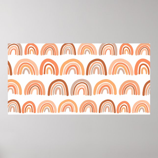 Seamless pattern with rainbow. Hand drawn texture. Poster (Front)