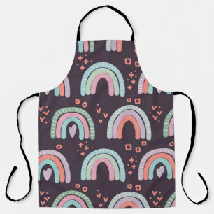 seamless pattern with rainbows and raindrops clip apron