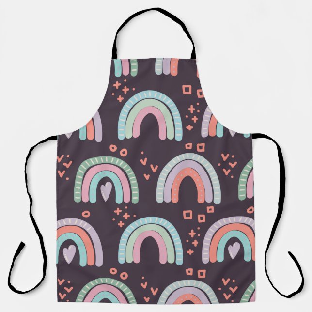  seamless pattern with rainbows and raindrops clip apron (Front)