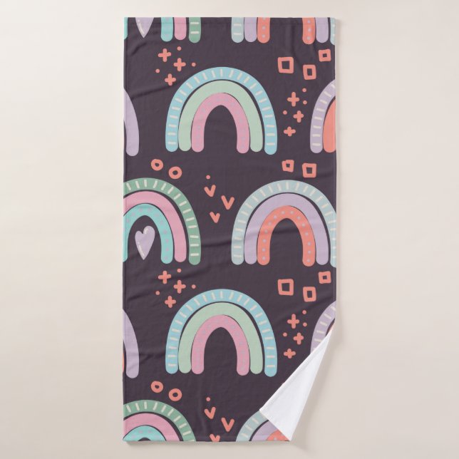  seamless pattern with rainbows and raindrops clip bath towel (Bath Towel)