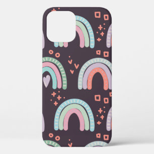 seamless pattern with rainbows and raindrops clip iPhone 12 case