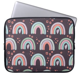 seamless pattern with rainbows and raindrops clip laptop sleeve