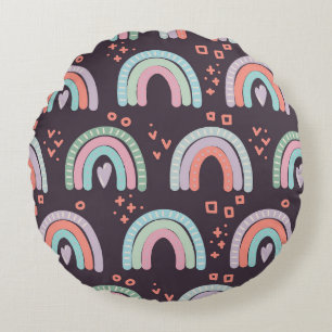 seamless pattern with rainbows and raindrops clip round cushion