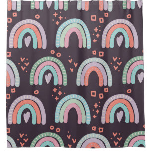 seamless pattern with rainbows and raindrops clip shower curtain