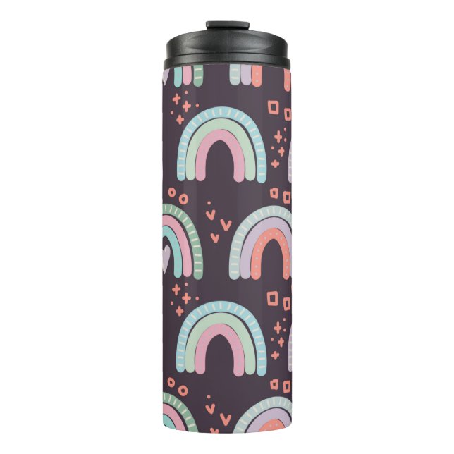  seamless pattern with rainbows and raindrops clip thermal tumbler (Front)